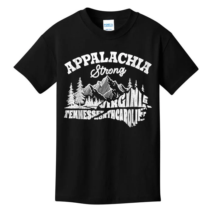 Appalachia Strong Mountain Outdoors Hiking Nc Design Kids T-Shirt