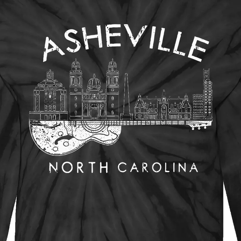 Asheville Souvenir North Carolina Lover Music Guitar Tie-Dye Long Sleeve Shirt