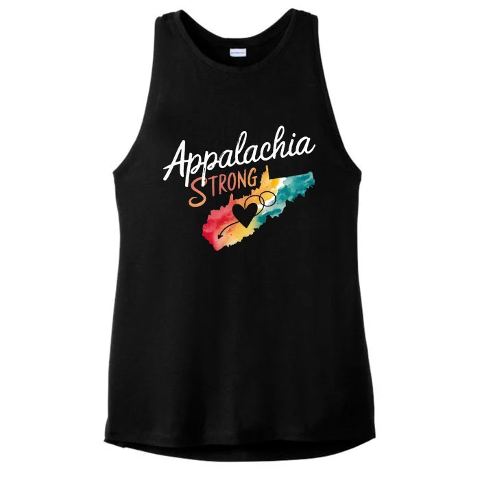 Appalachia Strong Nc Mountains Ladies Tri-Blend Wicking Tank