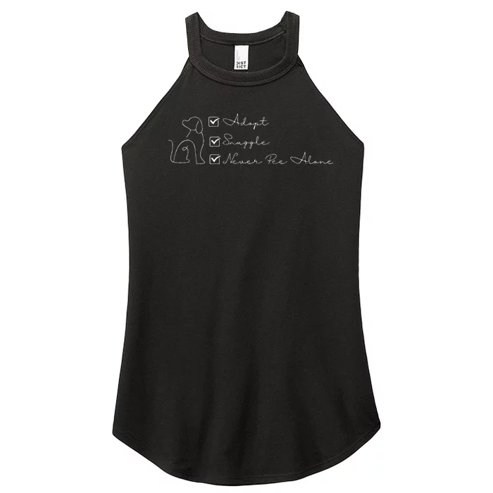 Adopt Snuggle Never Pee Alone For Dog Parents Women’s Perfect Tri Rocker Tank