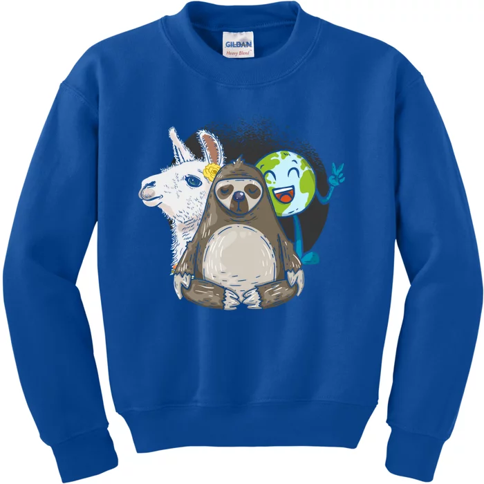 Alpaca Sloth Nature Animal Protection Lover Earth Day Gift Kids Sweatshirt