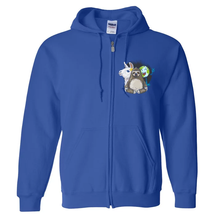 Alpaca Sloth Nature Animal Protection Lover Earth Day Gift Full Zip Hoodie