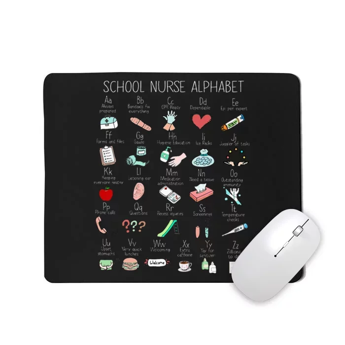 Abc School Nurse Alphabet Nurse Appreciation Nurse Educator Mousepad