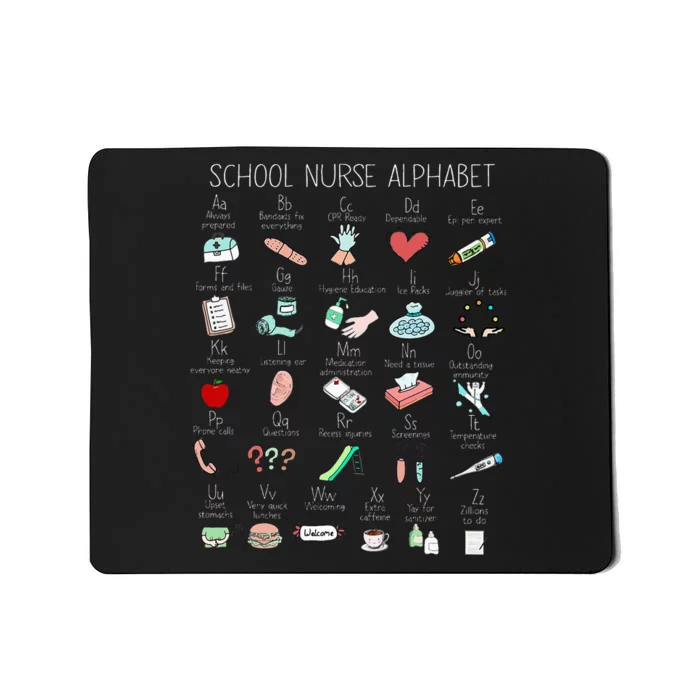 Abc School Nurse Alphabet Nurse Appreciation Nurse Educator Mousepad