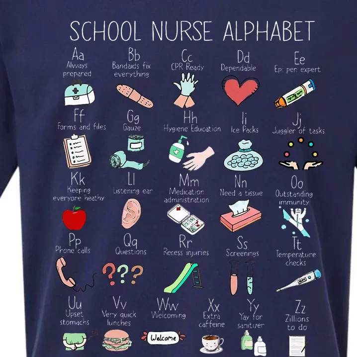 Abc School Nurse Alphabet Nurse Appreciation Nurse Educator Sueded Cloud Jersey T-Shirt