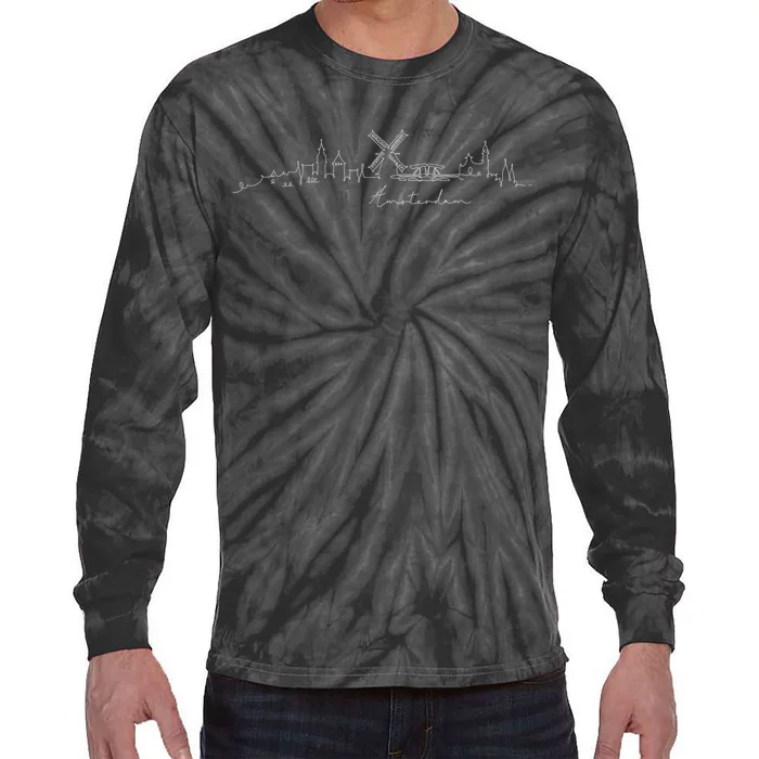 Amsterdam Skyline Netherlands Holand Amsterdam Tie-Dye Long Sleeve Shirt