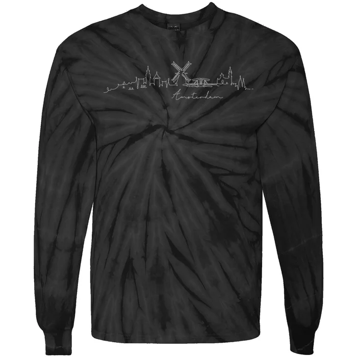 Amsterdam Skyline Netherlands Holand Amsterdam Tie-Dye Long Sleeve Shirt