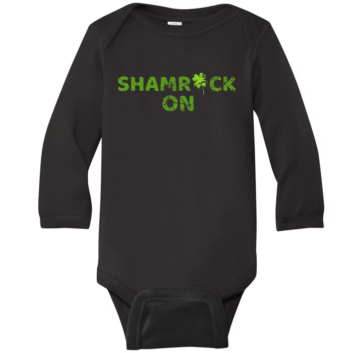 Awesome Shamrock On Design St. Patricks Day Irish Women Baby Long Sleeve Bodysuit