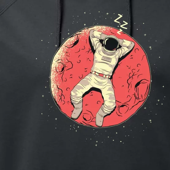 Astronaut Sleeping On Moon Performance Fleece Hoodie