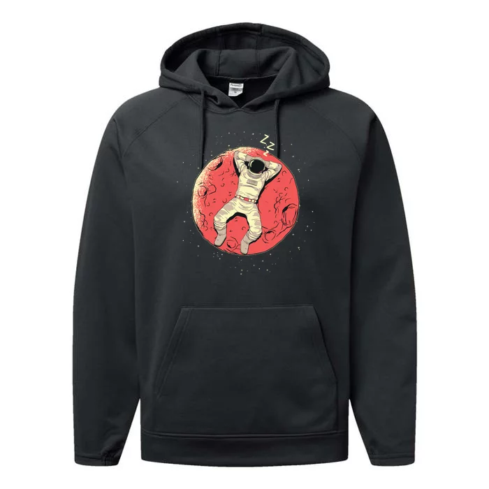 Astronaut Sleeping On Moon Performance Fleece Hoodie