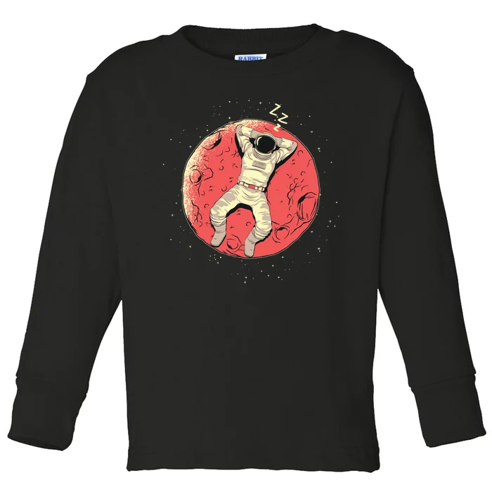 Astronaut Sleeping On Moon Toddler Long Sleeve Shirt