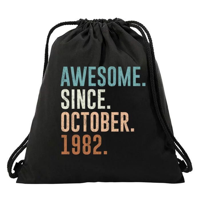 Awesome Since October 1982 40 Years Old Gifts 40th Birthday Drawstring Bag