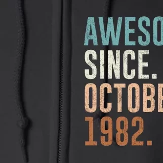 Awesome Since October 1982 40 Years Old Gifts 40th Birthday Full Zip Hoodie