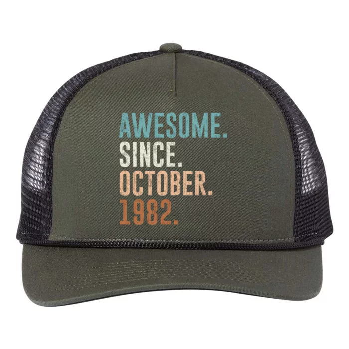 Awesome Since October 1982 40 Years Old Gifts 40th Birthday Retro Rope Trucker Hat Cap