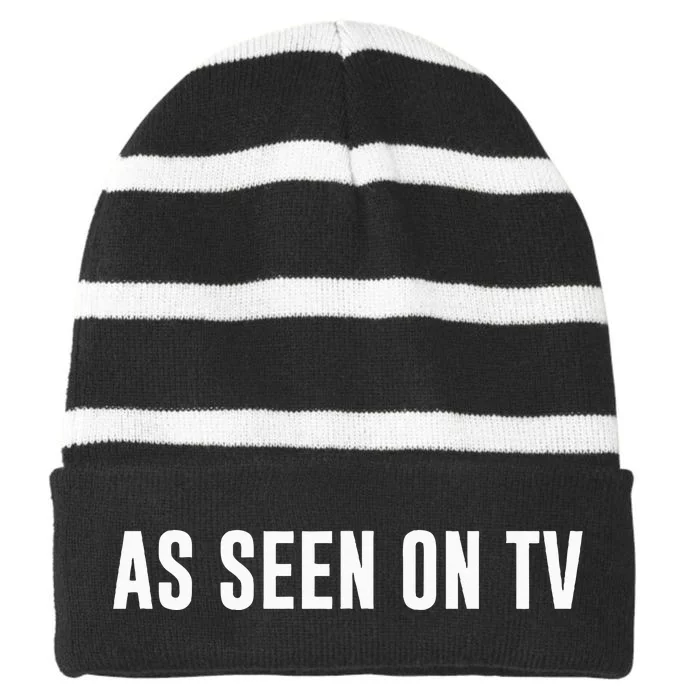 As Seen On Tv Striped Beanie with Solid Band