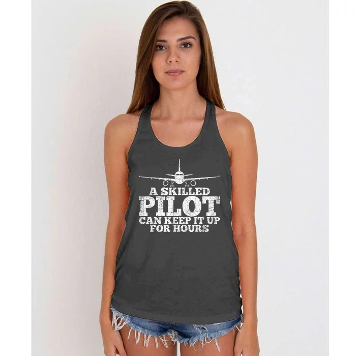 A Skilled Pilot Can Keep It Up For Hours Women's Knotted Racerback Tank