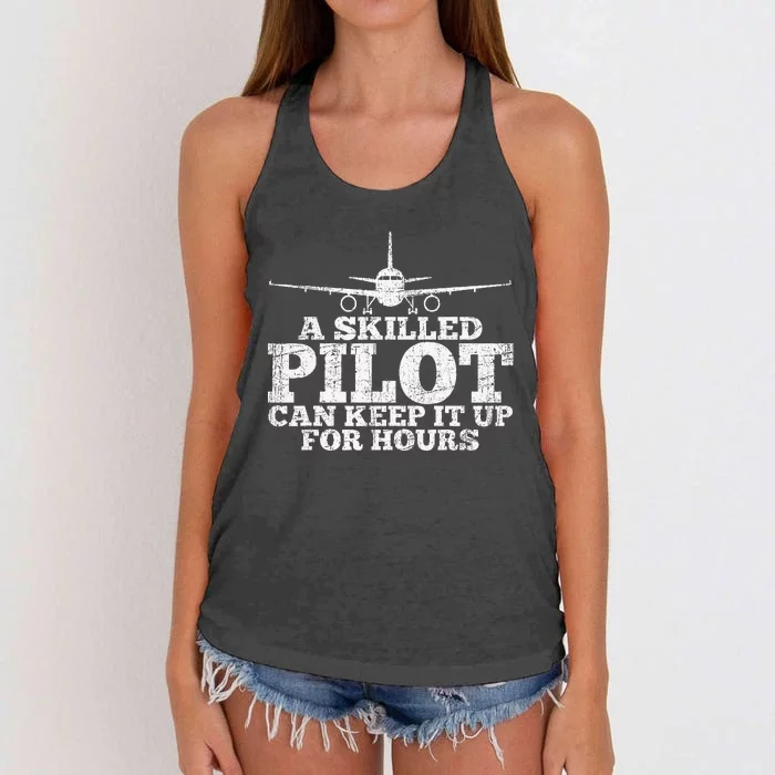 A Skilled Pilot Can Keep It Up For Hours Women's Knotted Racerback Tank