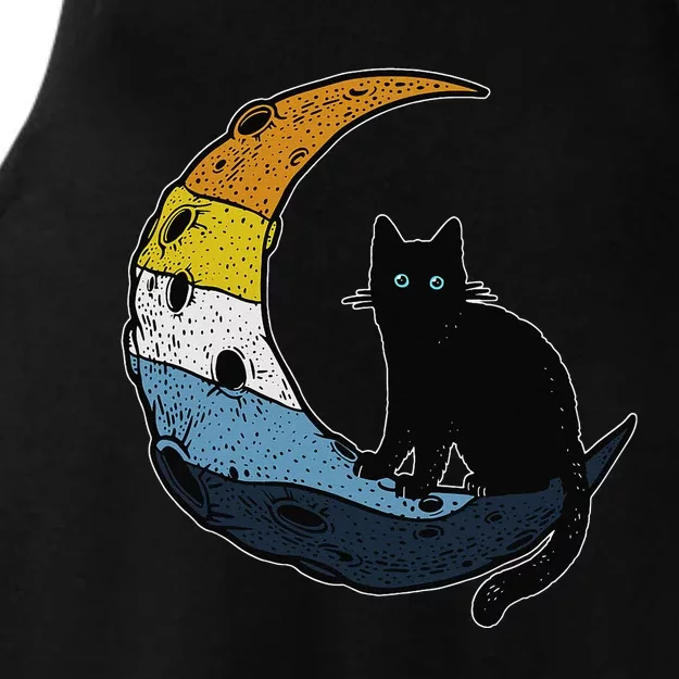 Aroace Sunset Pride Flag Moon Cat LGBT Gay Asexual Aromantic Ladies Tri-Blend Wicking Tank