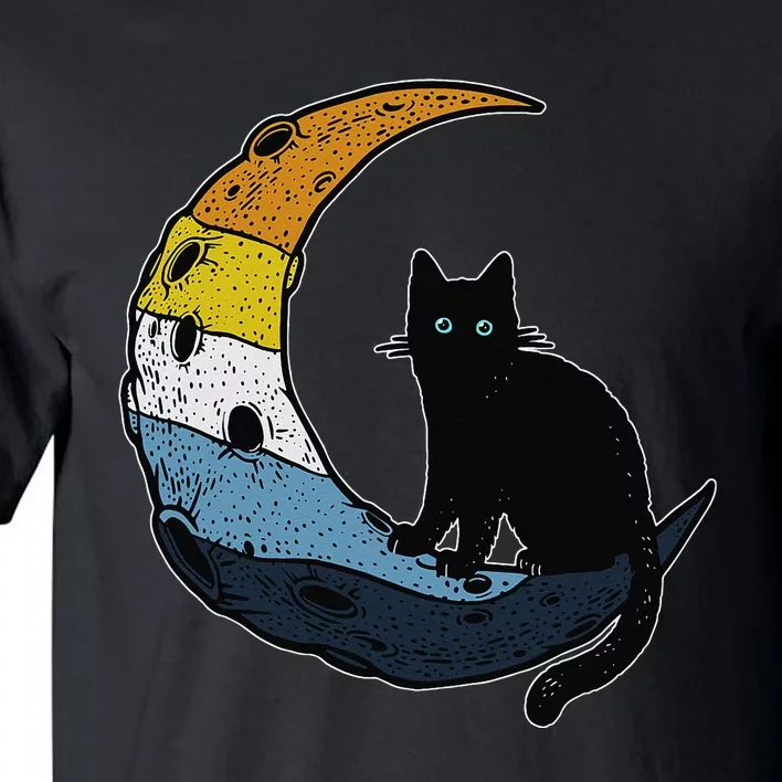 Aroace Sunset Pride Flag Moon Cat LGBT Gay Asexual Aromantic Tall T-Shirt