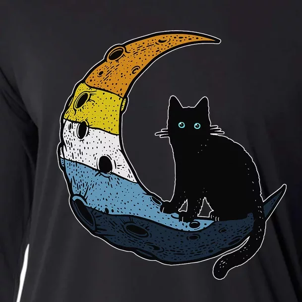 Aroace Sunset Pride Flag Moon Cat LGBT Gay Asexual Aromantic Cooling Performance Long Sleeve Crew