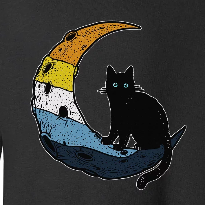 Aroace Sunset Pride Flag Moon Cat LGBT Gay Asexual Aromantic Toddler Sweatshirt