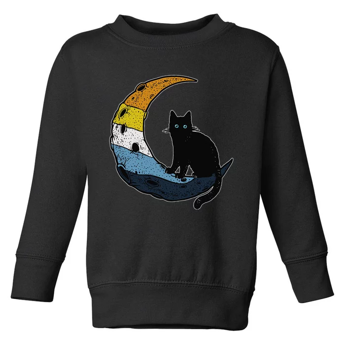 Aroace Sunset Pride Flag Moon Cat LGBT Gay Asexual Aromantic Toddler Sweatshirt