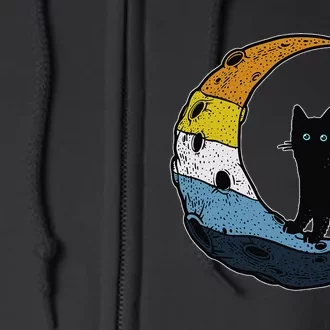 Aroace Sunset Pride Flag Moon Cat LGBT Gay Asexual Aromantic Full Zip Hoodie