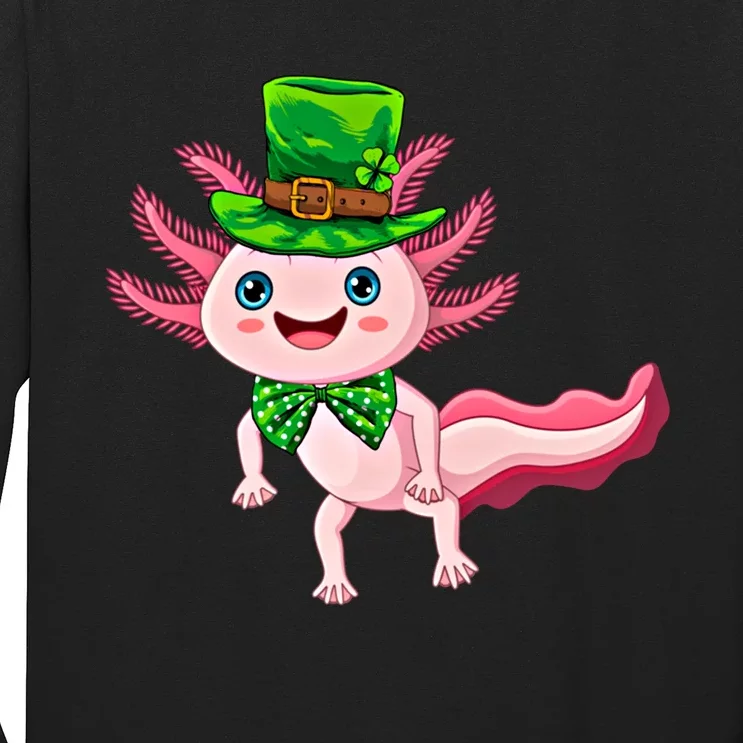 Axolotl St PatrickS Day With A Leprechaun Hat Gift Long Sleeve Shirt