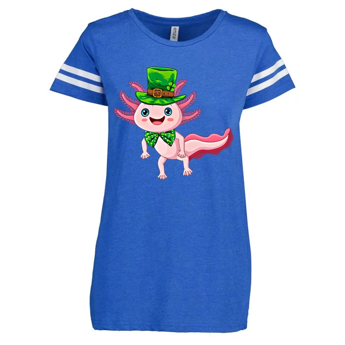 Axolotl St PatrickS Day With A Leprechaun Hat Gift Enza Ladies Jersey Football T-Shirt