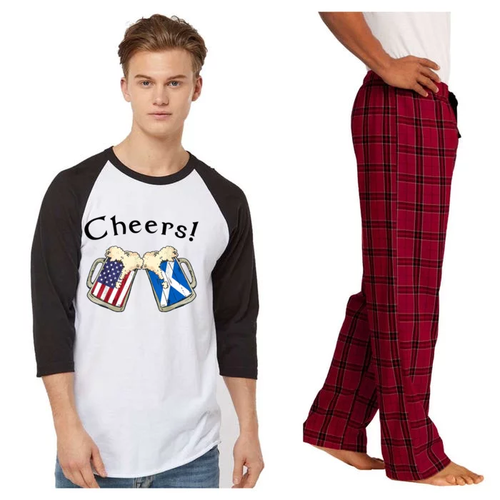 American Scottish Patriot US Flag Beer Drinks Scotland Grown Raglan Sleeve Pajama Set