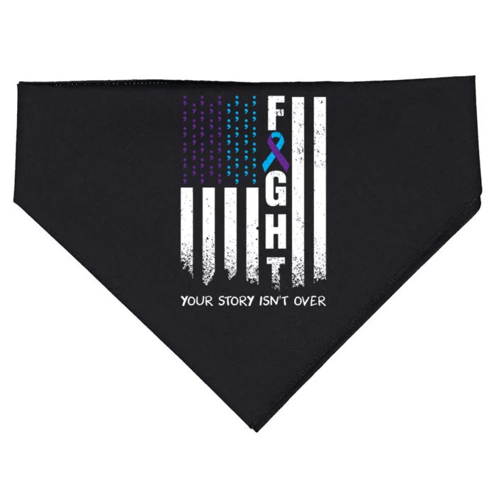 Awareness Suicide Prevention Ribbon Fight American Flag Great Gift USA-Made Doggie Bandana