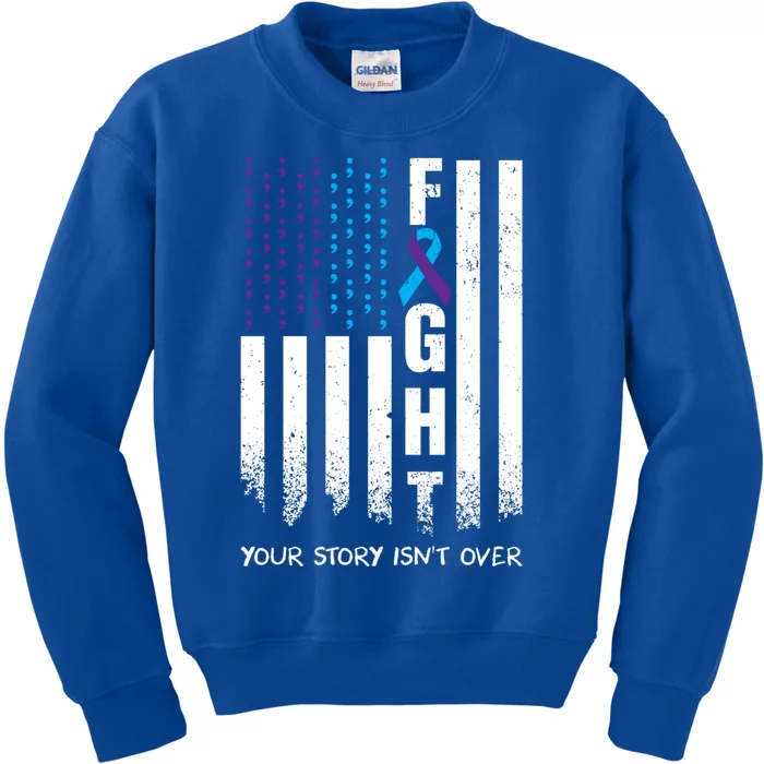 Awareness Suicide Prevention Ribbon Fight American Flag Great Gift Kids Sweatshirt