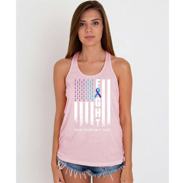 Awareness Suicide Prevention Ribbon Fight American Flag Great Gift Women's Knotted Racerback Tank