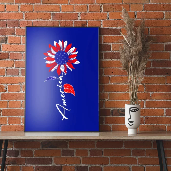 America Sunflower Patriotic Graphic 4th Of July Gift Poster