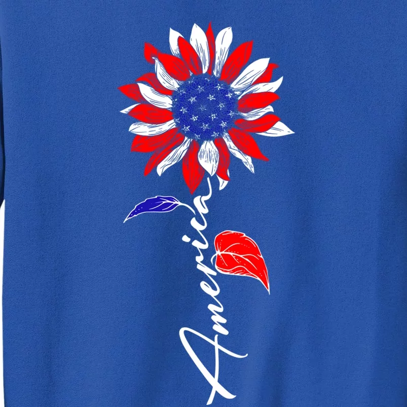 America Sunflower Patriotic Graphic 4th Of July Gift Tall Sweatshirt