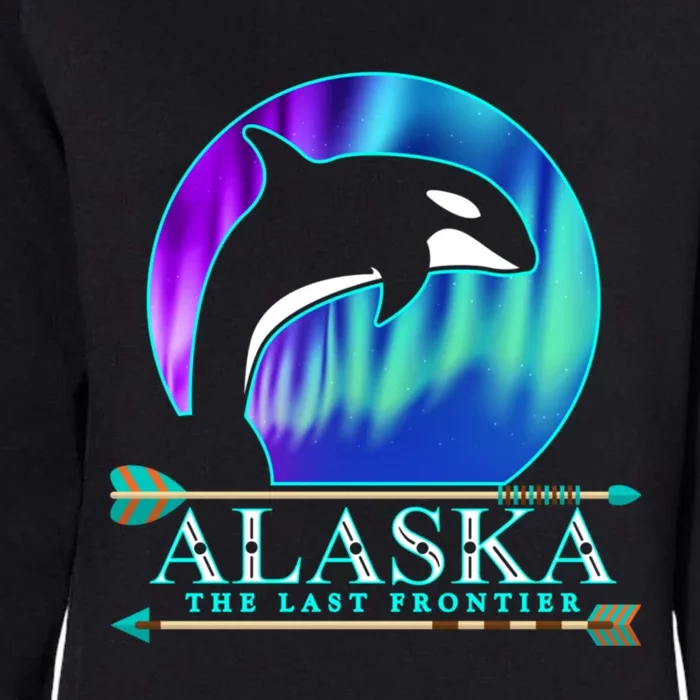 Alaska State Pride Alaska Northern Lights Alaskan Orca Whale Womens California Wash Sweatshirt