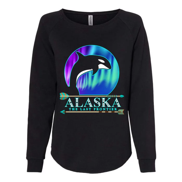 Alaska State Pride Alaska Northern Lights Alaskan Orca Whale Womens California Wash Sweatshirt