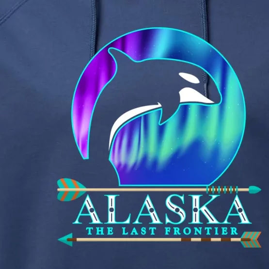 Alaska State Pride Alaska Northern Lights Alaskan Orca Whale Performance Fleece Hoodie