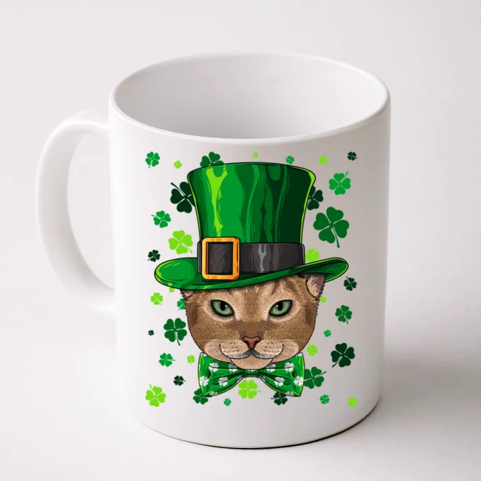 Abyssinian St Patricks Day Cat Leprechaun Hat Shamrock Funny Gift Front & Back Coffee Mug