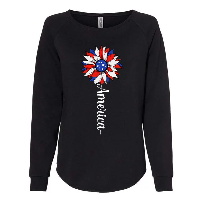 America Sunflower Patriotic 4th Of July Independence Day Gift Womens California Wash Sweatshirt