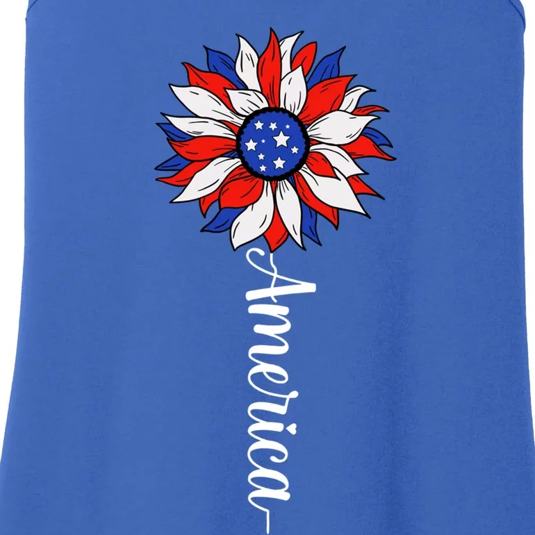 America Sunflower Patriotic 4th Of July Independence Day Gift Ladies Essential Tank