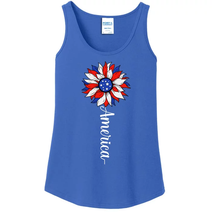 America Sunflower Patriotic 4th Of July Independence Day Gift Ladies Essential Tank