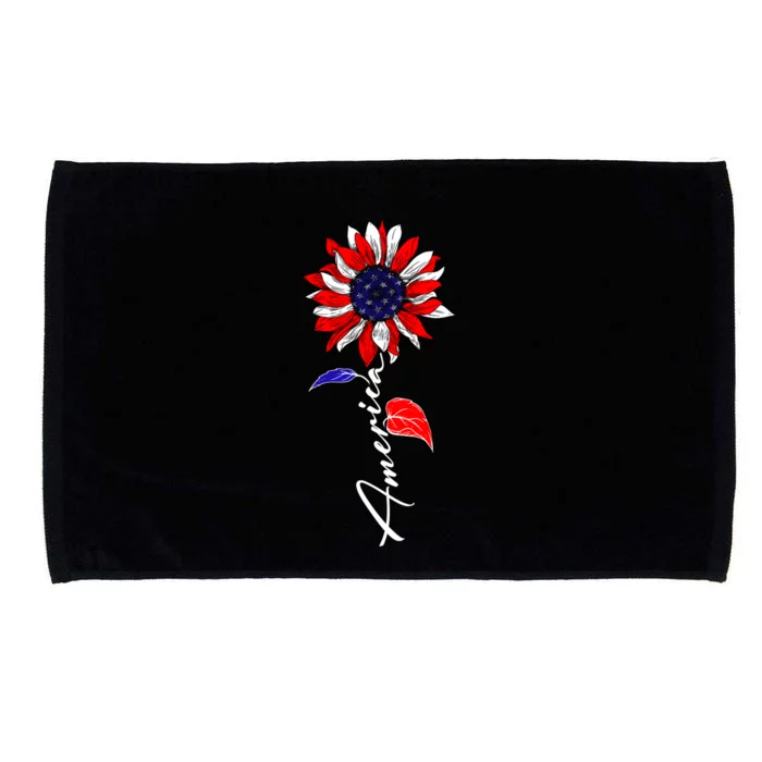 America Sunflower Patriotic Graphic 4th Of July Gift Microfiber Hand Towel