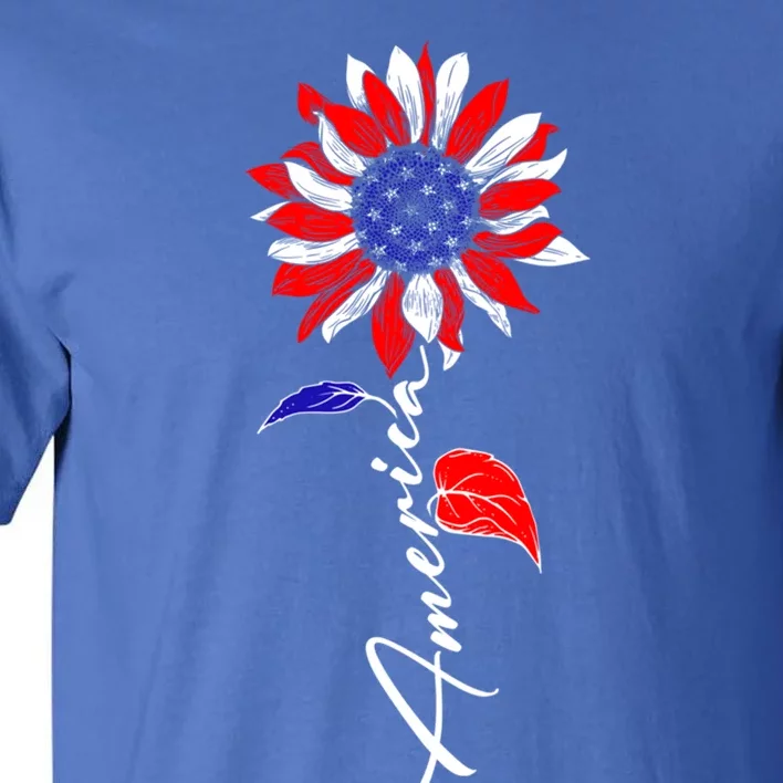 America Sunflower Patriotic Graphic 4th Of July Gift Tall T-Shirt