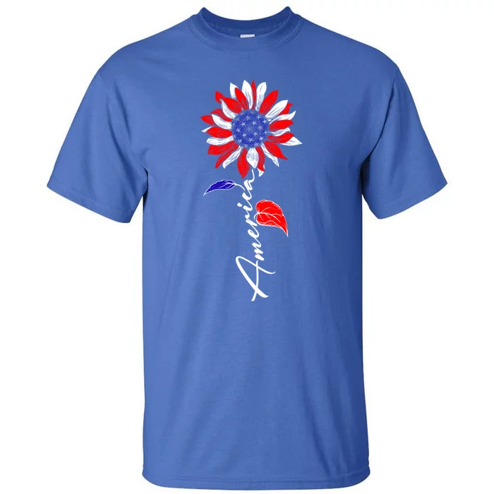 America Sunflower Patriotic Graphic 4th Of July Gift Tall T-Shirt