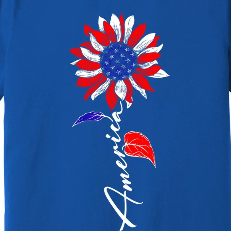 America Sunflower Patriotic Graphic 4th Of July Gift Premium T-Shirt