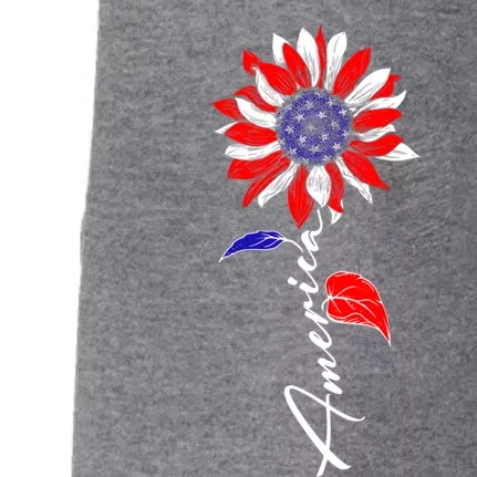 America Sunflower Patriotic Graphic 4th Of July Gift Doggie 3-End Fleece Hoodie