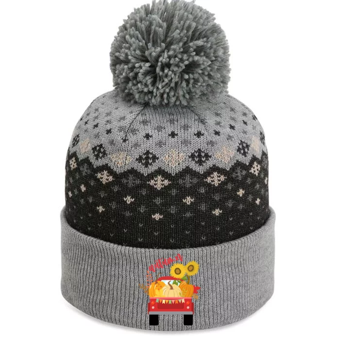 Autumn Sunflower Pumpkin Vintage Truck The Baniff Cuffed Pom Beanie