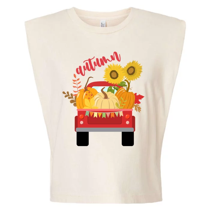 Autumn Sunflower Pumpkin Vintage Truck Garment-Dyed Women's Muscle Tee