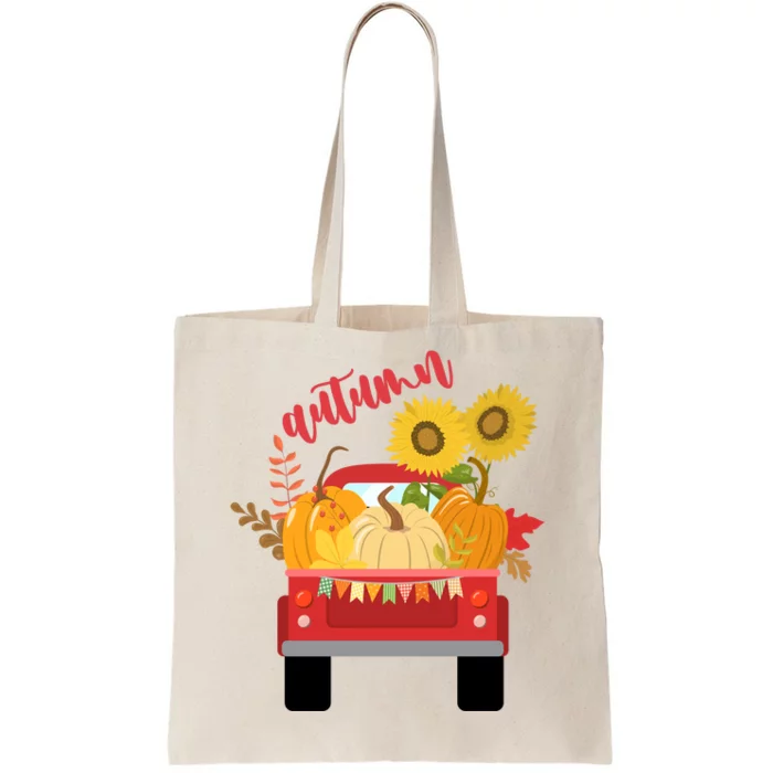 Autumn Sunflower Pumpkin Vintage Truck Tote Bag